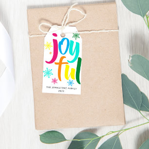 Vet gekleurde vrolijke kerst cadeaulabel