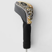 Vet gemengde dierlijke afdrukken met Gold Accents- Golfheadcover (Schuin)