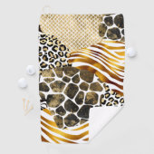 Vet, gemengde dierlijke afdrukken met Gold-accesso Golfhanddoek (Insitu)