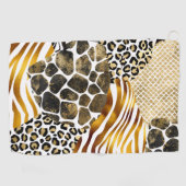 Vet, gemengde dierlijke afdrukken met Gold-accesso Golfhanddoek (Horizontaal)
