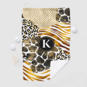 Vet, gemengde dierlijke afdrukken met Gold-accesso Golfhanddoek (Insitu)