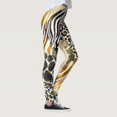 Vet, gemengde dierlijke printers Gold-accessoires Leggings (Rechts)