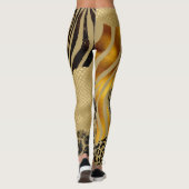 Vet, gemengde dierlijke printers Gold-accessoires Leggings (Achterkant)
