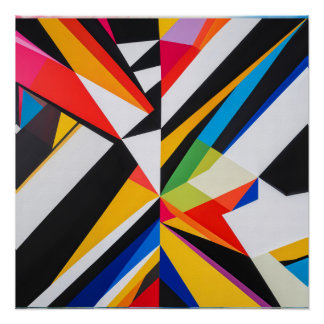 Vet Geometrisch Abstract Kleurrijke Moderne Kunst Perfect Poster