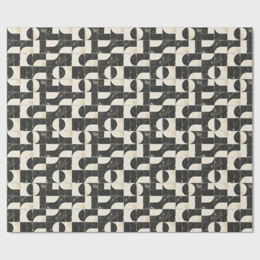 Vet geometrisch Abstract patroon – Zwart & Crème Cadeaupapier (Vlak)