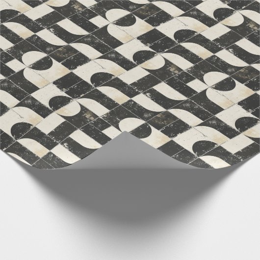 Vet geometrisch Abstract patroon – Zwart & Crème Cadeaupapier (Hoek)