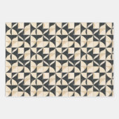 Vet geometrisch Abstract patroon – Zwart & Crème Inpakpapier Vel (Voorkant 3)