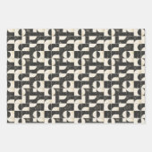 Vet geometrisch Abstract patroon – Zwart & Crème Inpakpapier Vel (Voorkant)