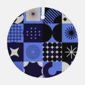 Vet geometrisch Bauhaus Retrofuturistisch patroon Glas Ornament (Achterkant)