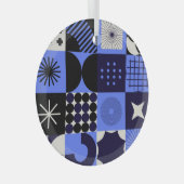 Vet geometrisch Bauhaus Retrofuturistisch patroon Glas Ornament (Voorkant Rechts)