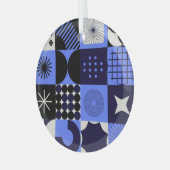 Vet geometrisch Bauhaus Retrofuturistisch patroon Glas Ornament (Voorkant links)