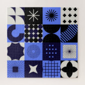 Vet geometrisch Bauhaus Retrofuturistisch patroon Legpuzzel (Horizontaal)