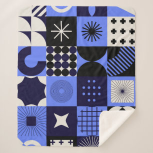 Vet geometrisch Bauhaus Retrofuturistisch patroon Sherpa Deken