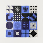 Vet geometrisch Bauhaus Retrofuturistisch patroon Wandkleed (Voorkant (horizontaal))