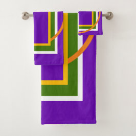 Vet Geometrisch Helder Paars Geel Groen Sinaasappe Bad Handdoek