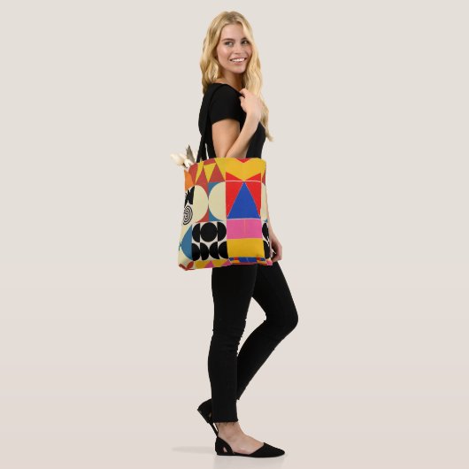Vet geometrisch loopvlakpatroon tote bag (Op model)