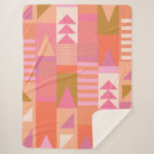 Vet geometrisch patroon in roze en Oranje Sherpa Deken (Voorkant)