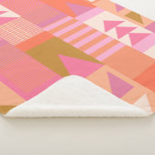 Vet geometrisch patroon in roze en Oranje Sherpa Deken (3/4)