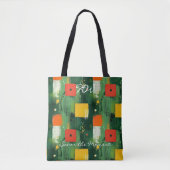 Vet geometrisch patroon met rood, geel en groen tote bag (Voorkant)