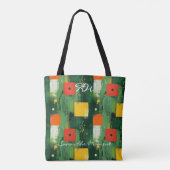 Vet geometrisch patroon met rood, geel en groen tote bag (Achterkant)