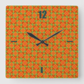Vet Geometrisch Patroon Oranje Groene Wandklok (Voorkant)
