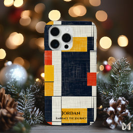 Vet geometrisch raster - rood, geel en zwart iPhone 15 pro max hoesje