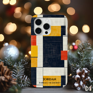 Vet geometrisch raster - rood, geel en zwart iPhone 15 pro max hoesje