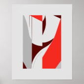 Vet Geometrisch Rood en Grijs Abstract Poster (Voorkant)
