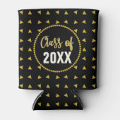 Vet Geometrisch Zwart Goud Afstuderen Klasse Reüni Blikjeskoeler (Voorkant)