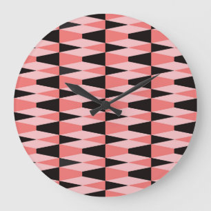 Vet geometrisch zwart roze patroon grote klok
