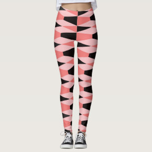 Vet geometrisch zwart roze patroon leggings