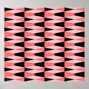 Vet geometrisch zwart roze patroon poster