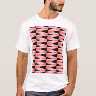 Vet geometrisch zwart roze patroon t-shirt