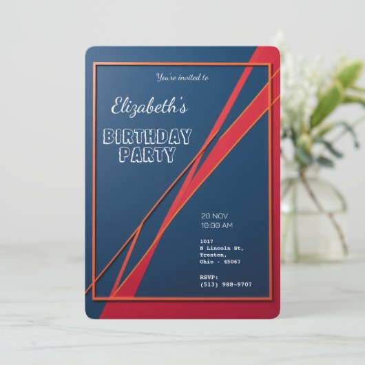 Vet Geometrische Abstracte Invitation Kaart (Staand voorkant)