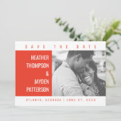 Vet Geometrische foto Opslaan datum | Rood Save The Date (Staand voorkant)
