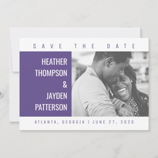 Vet Geometrische foto Opslaan datum | Ultra Violet Save The Date (Voorkant)