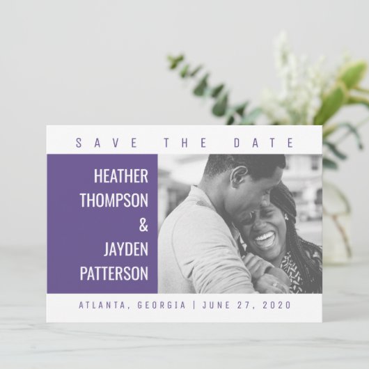 Vet Geometrische foto Opslaan datum | Ultra Violet Save The Date (Staand voorkant)