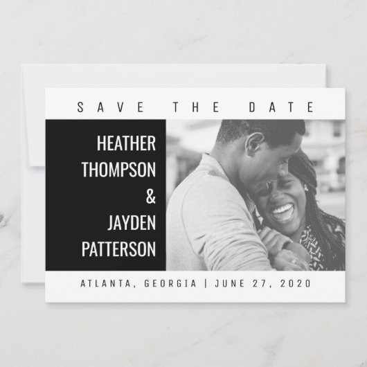 Vet Geometrische foto Opslaan datum | Zwart Save The Date (Voorkant)