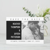 Vet Geometrische foto Opslaan datum | Zwart Save The Date (Staand voorkant)