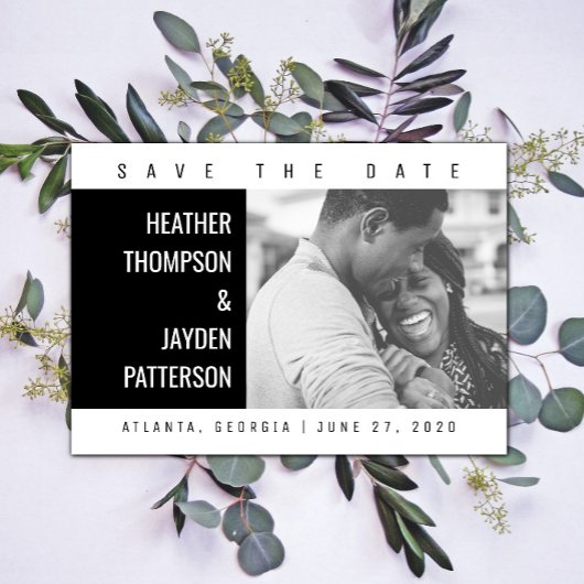 Vet Geometrische foto Opslaan datum | Zwart Save The Date