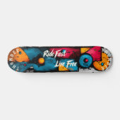 Vet Geometrische Pop Art - Ride Fast, Live Free Persoonlijk Skateboard (Horizontaal)