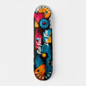 Vet Geometrische Pop Art - Ride Fast, Live Free Persoonlijk Skateboard (Voorkant)
