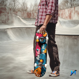 Vet Geometrische Pop Art - Ride Fast, Live Free Persoonlijk Skateboard