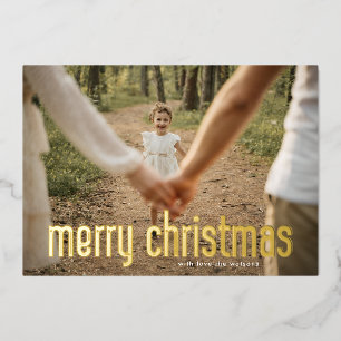 Vet geperst Modern GOUD Vrolijke Kerstfoto Folie Feestdagenkaart
