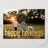 Vet geperste, afgedekte GOLD Foto modern, gelukkig Folie Feestdagenkaart (Voorkant)