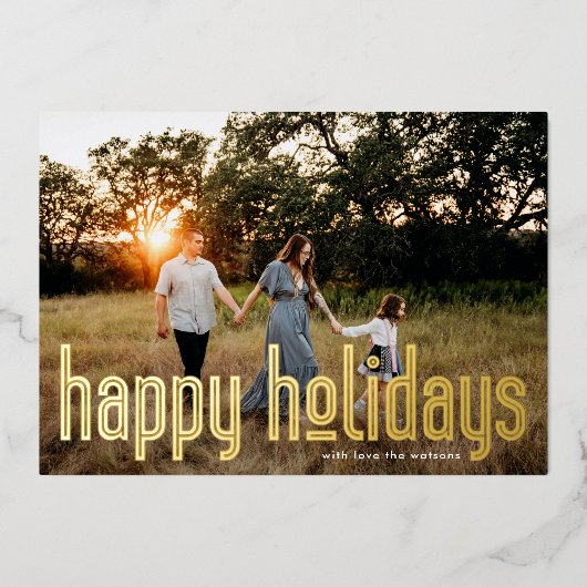 Vet geperste, afgedekte GOLD Foto modern, gelukkig Folie Feestdagenkaart (Voorkant)
