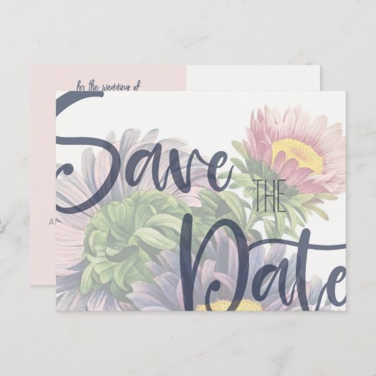 Vet Gerber Daisy Save the Date Briefkaart Sjabloon (Voorkant / Achterkant)