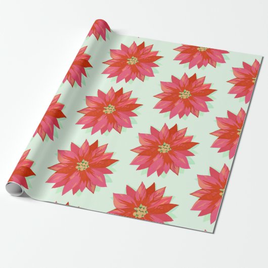 Vet, geschilderd poinsettia Kerstmis / vakantie on Cadeaupapier (Uitgerold)