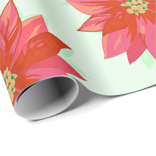 Vet, geschilderd poinsettia Kerstmis / vakantie on Cadeaupapier (Rol Hoek)