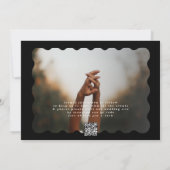 Vet geschulpte rand wit zwart QR code foto Save The Date (Achterkant)